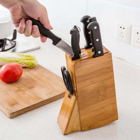 Organizador de Facas de Bambu com Design Compacto e Versátil